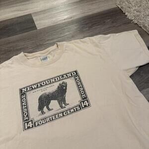 vintage Newfoundland dog postage stamp t shirt 00s XL